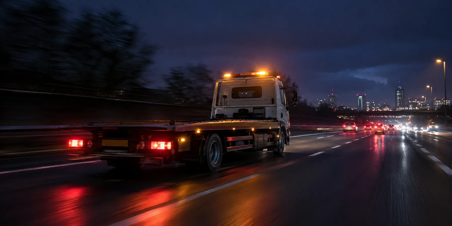 SafeRide 24h night recovery carrier on the motorway