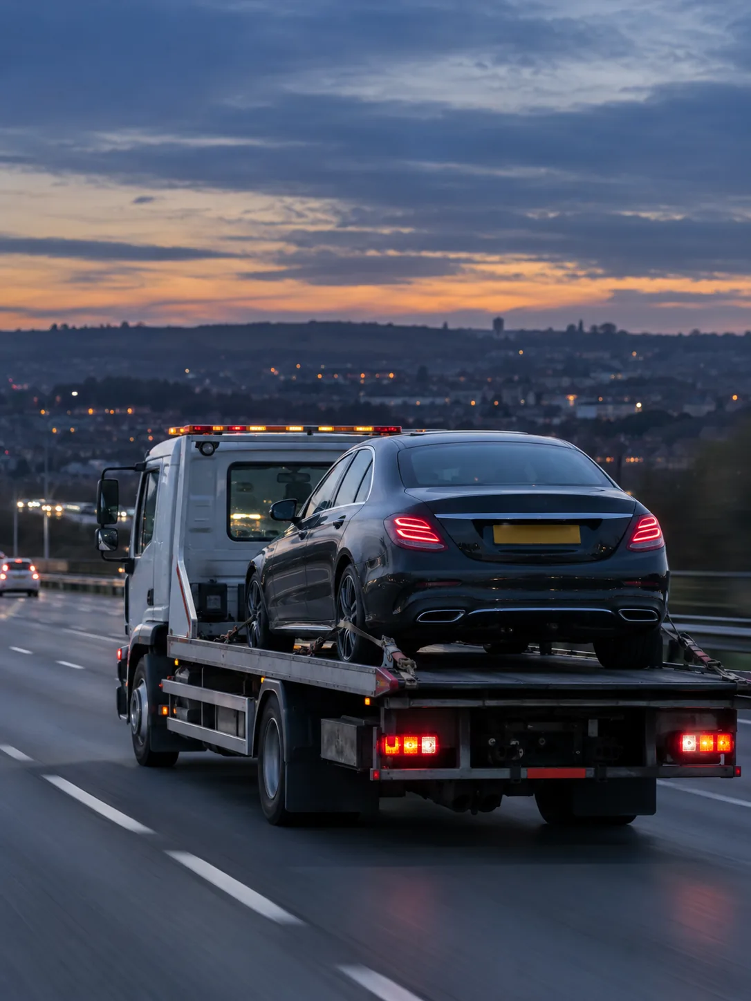 Vehicle transportation carrier loaded with an executive car